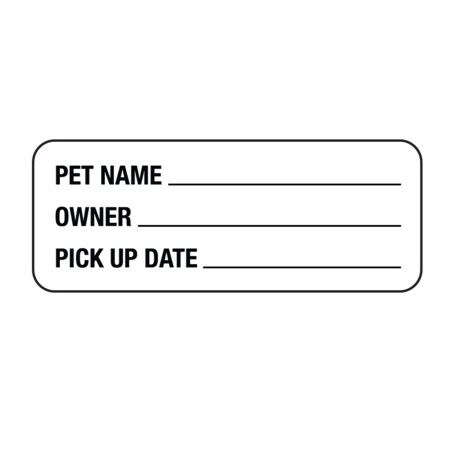 Nevs Label, Pet Name_ Owner_ Pick Up Date_ 7/8 x 1-5/8 White w/Black VW-0016